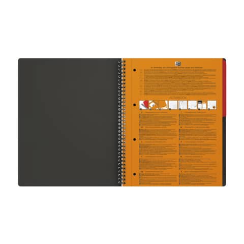 Quaderno spiralato OXFORD International Activebook Maxi A4+ grigio/arancio quadretti 5 mm - 100104329